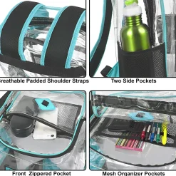 Trailmaker Clear Backpack, Turquoise Trim