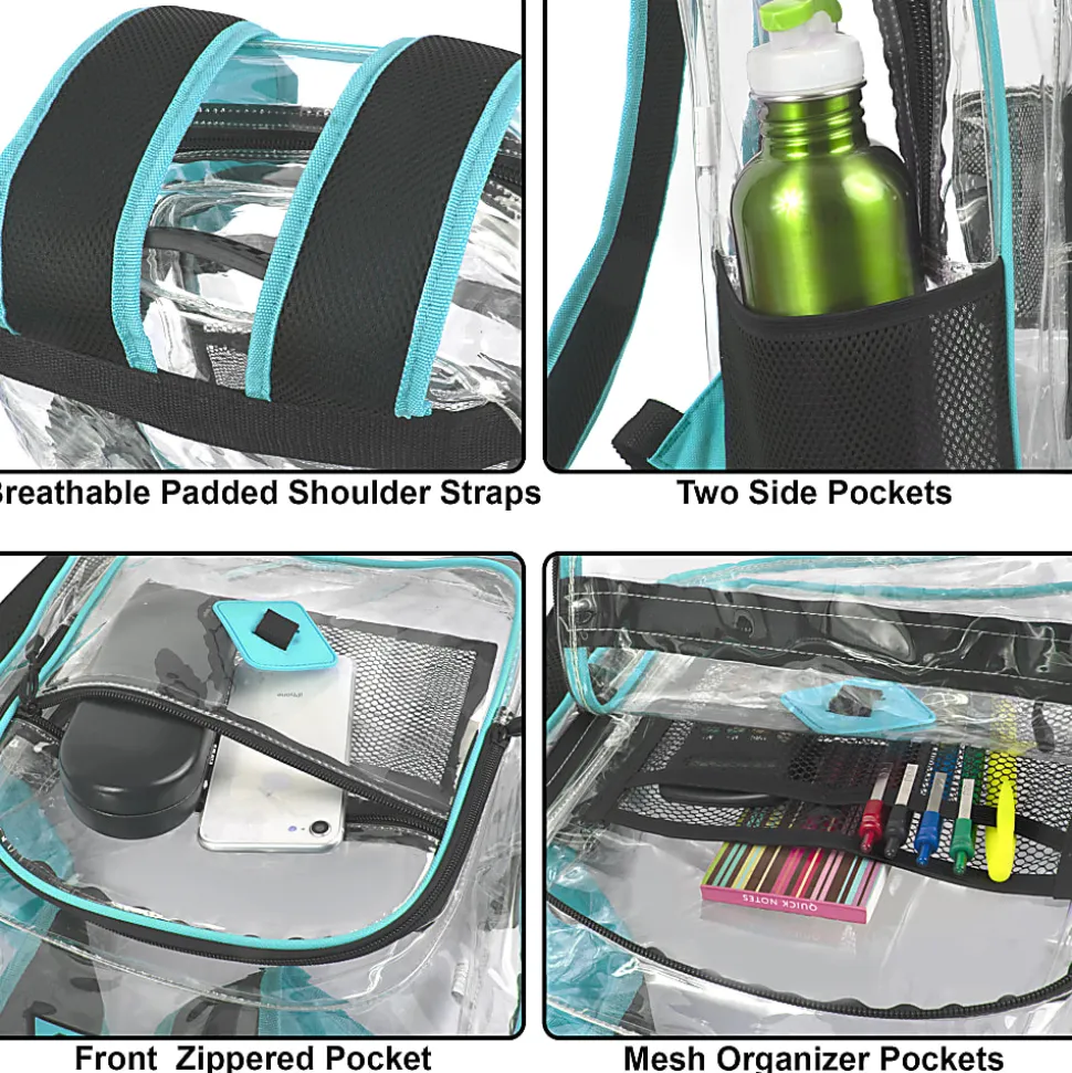 Trailmaker Clear Backpack, Turquoise Trim