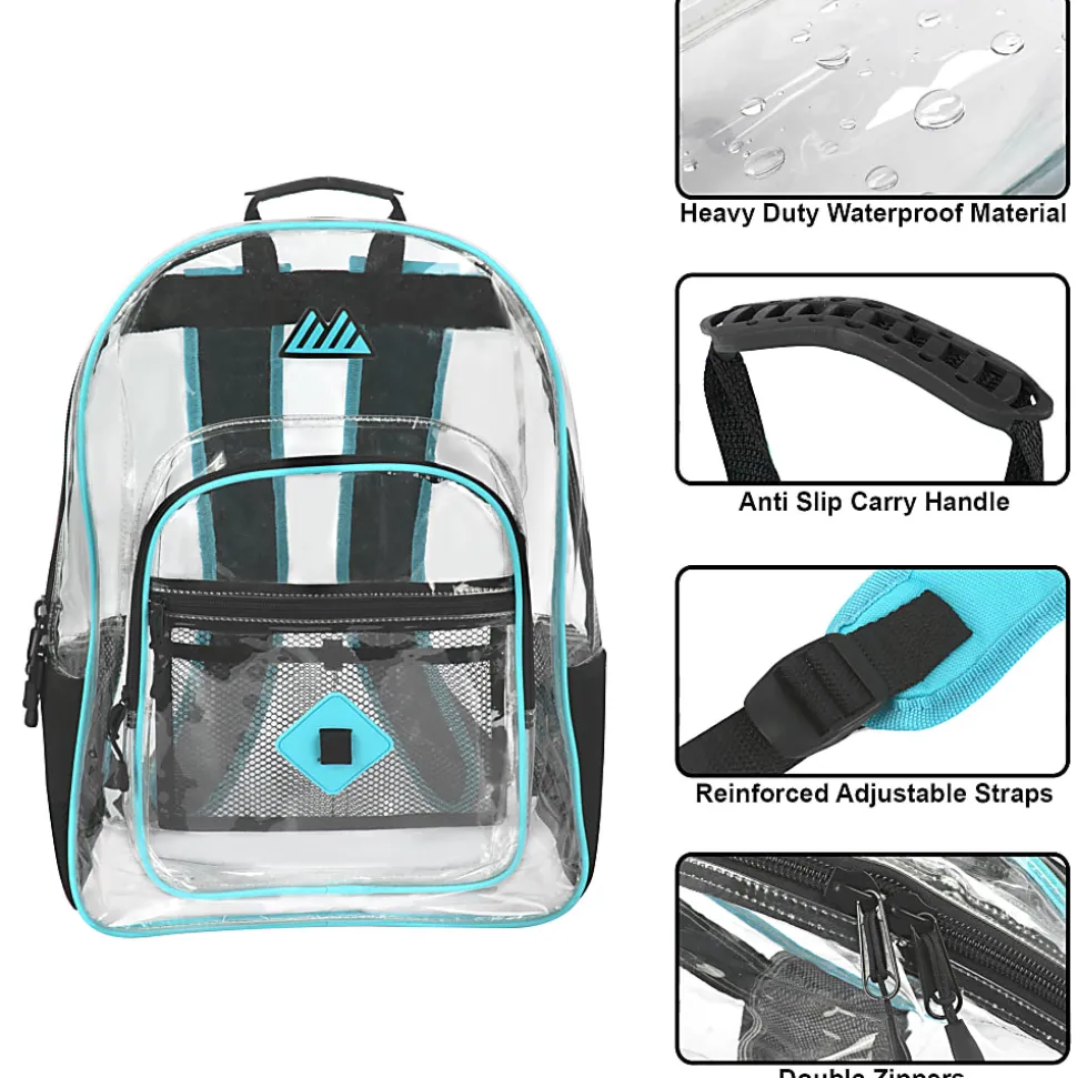 Trailmaker Clear Backpack, Turquoise Trim