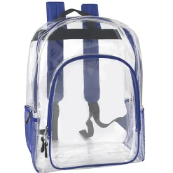 Trailmaker Deluxe Clear Backpacks With Side Pockets, Black, Pack Of 24 Backpacks