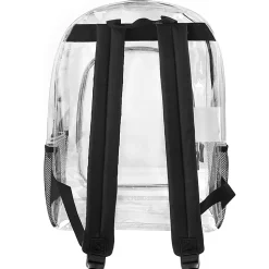 Trailmaker Deluxe Clear Backpacks With Side Pockets, Black, Pack Of 24 Backpacks