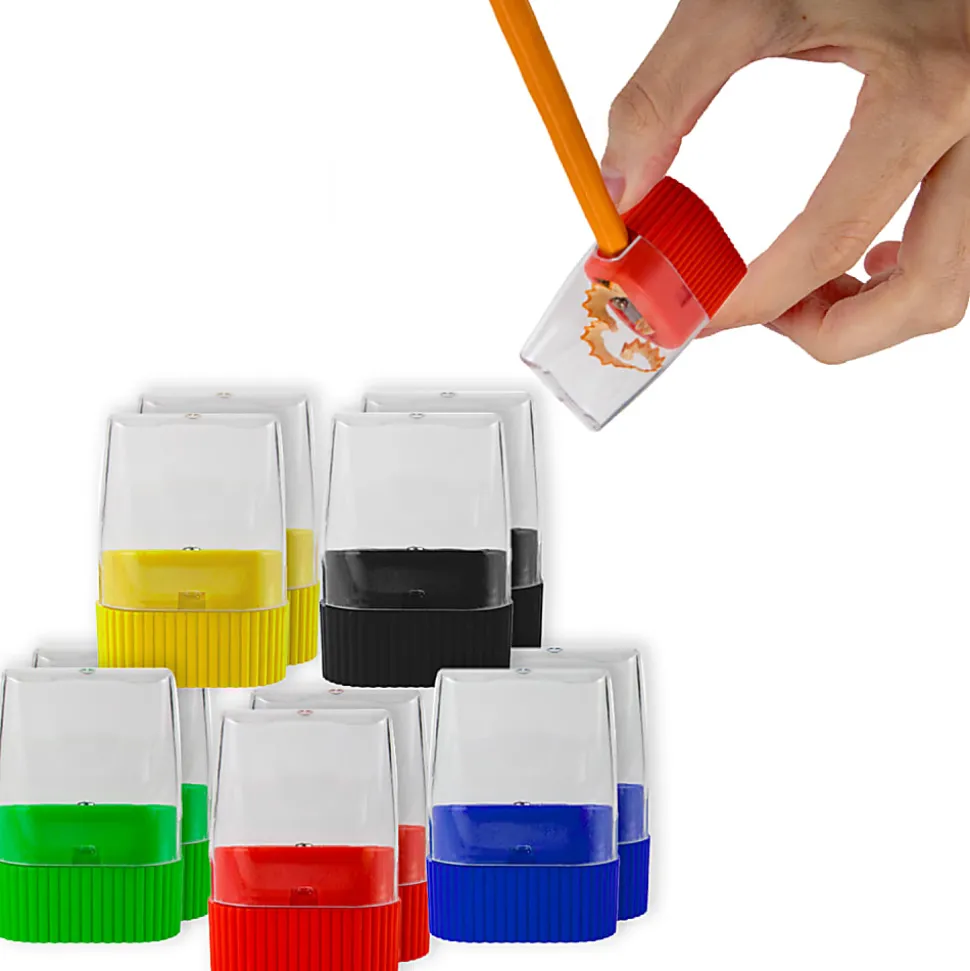 Trailmaker Dome Single Hole Handheld Pencil Sharpeners, 2-1/4”H x 5/16"W x 1-1/2”D, Assorted Colors, Pack Of 100 Sharpeners