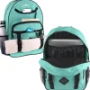 Trailmaker Double Buckle Backpacks With 30-Piece School Supply Kits, Blue/Green/Purple, Total Qty 12