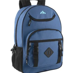 Trailmaker Double Buckle Backpacks With 30-Piece School Supply Kits, Blue/Green/Purple, Total Qty 12