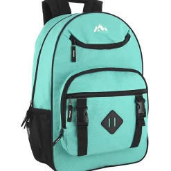 Trailmaker Double Buckle Backpacks With 30-Piece School Supply Kits, Blue/Green/Purple, Total Qty 12