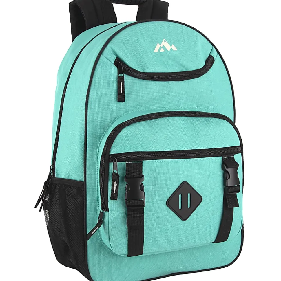 Trailmaker Double Buckle Backpacks With 30-Piece School Supply Kits, Blue/Green/Purple, Total Qty 12