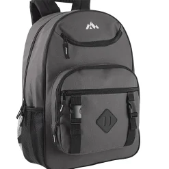 Trailmaker Double Buckle Backpacks With 30-Piece School Supply Kits, Black/Blue/Gray/Red, Total Qty 12