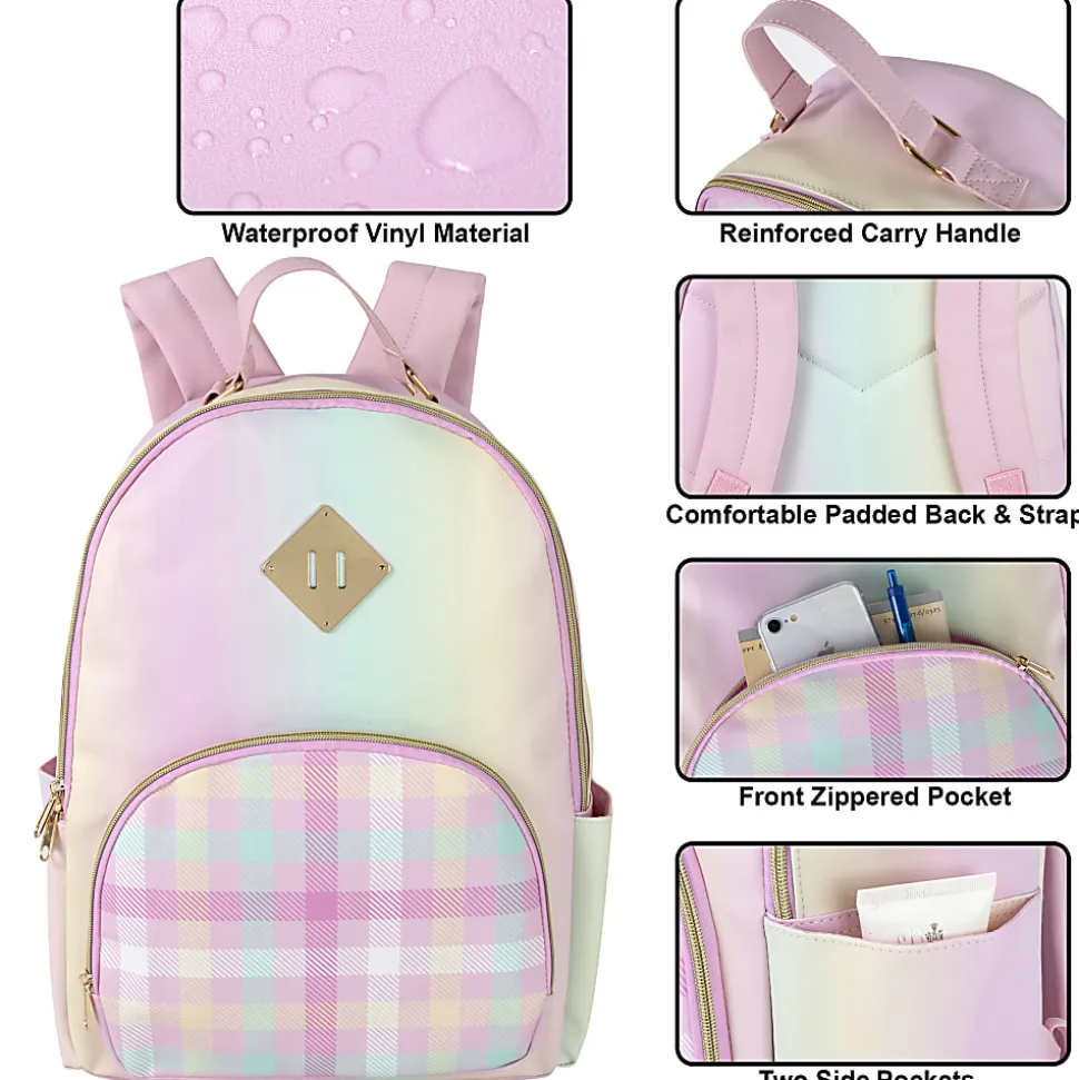 Trailmaker Emma & Chloe Vegan Leather Backpack, Pink/Plaid