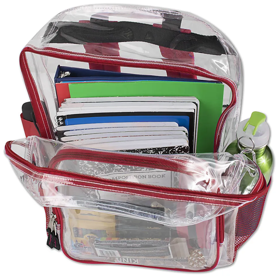Trailmaker Heavy-Duty Clear Backpack, Red Trim