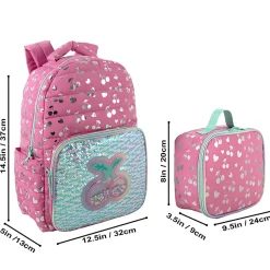 Trailmaker Holographic Quilted Cherry Printed Backpack With Insulated Lunch Bag, Pink