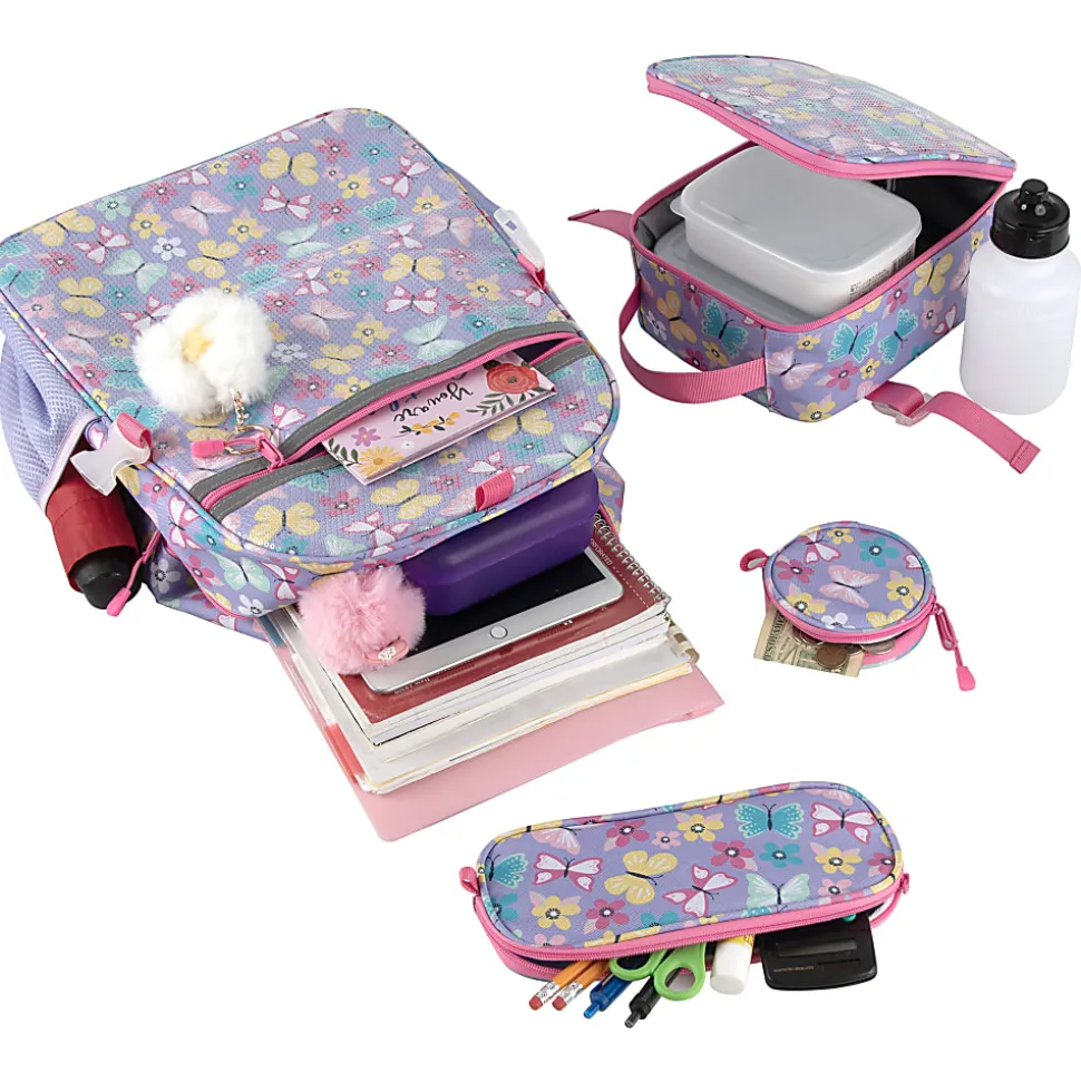 Trailmaker 6-in-1 Backpack Set, Purple Butterfly, Total Qty 1