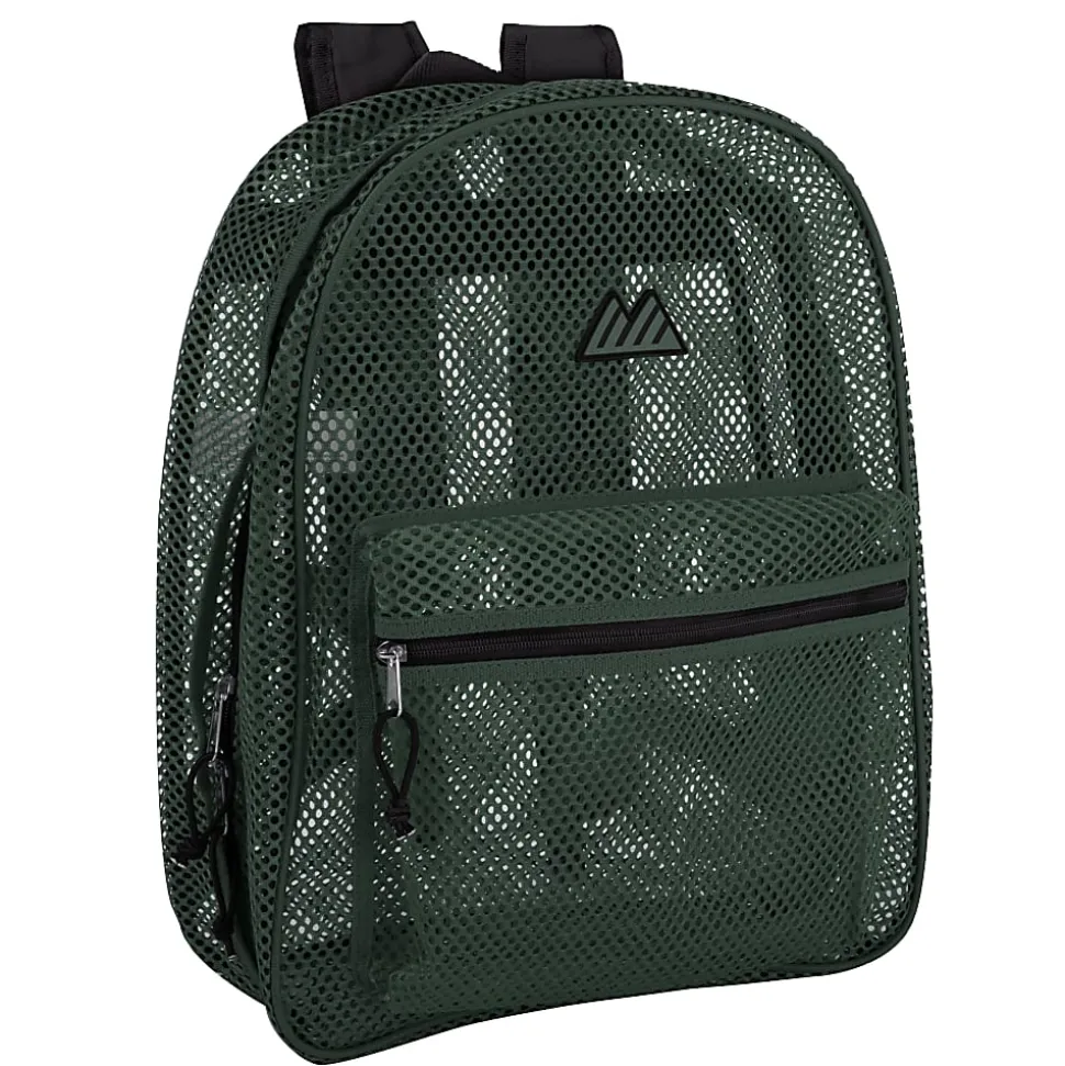 Trailmaker Mesh Backpacks, Assorted Colors (Black, Gray, Green), Pack Of 24 Backpacks