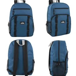 Trailmaker Mesh Side Pocket Backpacks, Black/Blue/Gray/Green, Total Qty 24