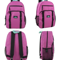 Trailmaker Mesh Side Pocket Backpacks, Pink/Purple/Blue, Total Qty 24