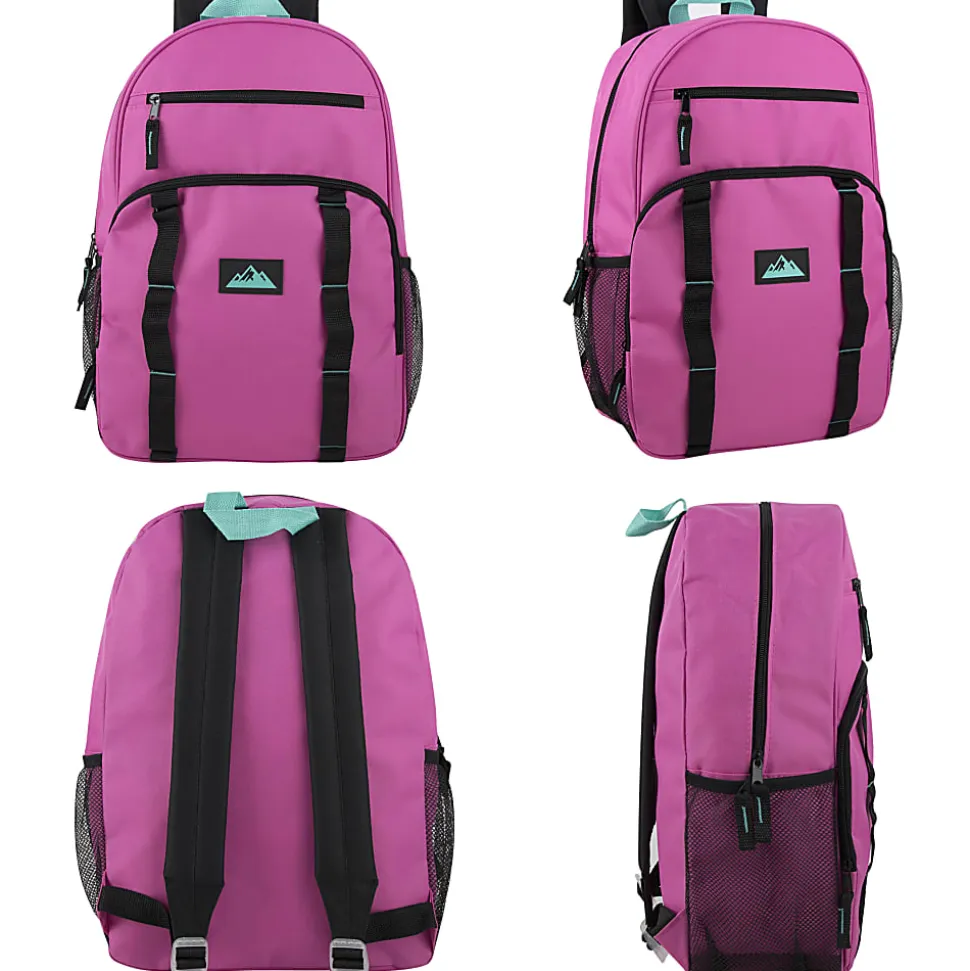 Trailmaker Mesh Side Pocket Backpacks, Pink/Purple/Blue, Total Qty 24