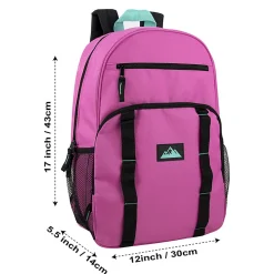 Trailmaker Mesh Side Pocket Backpacks, Pink/Purple/Blue, Total Qty 24