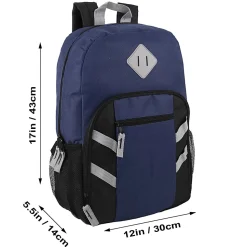 Trailmaker Mesh Side Pocket Backpacks, Black/Blue/Gray/Red, Total Qty 24