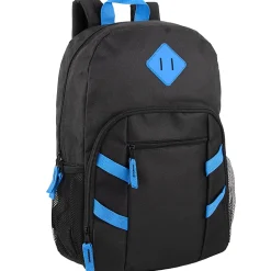 Trailmaker Mesh Side Pocket Backpacks, Black/Blue/Gray/Red, Total Qty 24