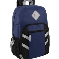 Trailmaker Mesh Side Pocket Backpacks, Black/Blue/Gray/Red, Total Qty 24