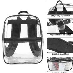 Trailmaker Mini Stadium Approved Backpack, 12”H x 10”W x 4”D, Clear/Black
