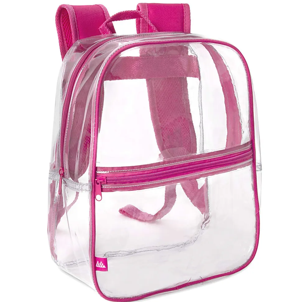 Trailmaker Mini Stadium Approved Backpack, 12”H x 10”W x 4”D, Clear/Pink