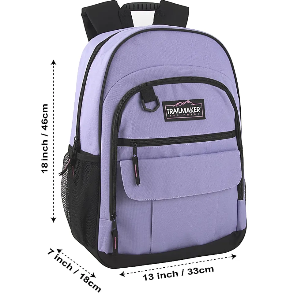 Trailmaker Multi-Pocket Backpacks, Pink/Purple/Green, Total Qty 24