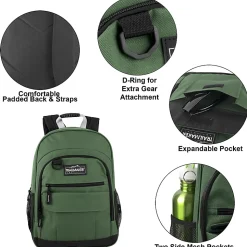 Trailmaker Multi-Pocket Backpacks, Black/Blue/Green, Total Qty 24