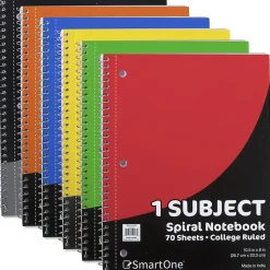 Trailmaker Notebooks, 8" x 10-1/2", 1 Subject, College Ruled, 70 Sheets, Assorted Colors, Pack Of 50 Notebooks