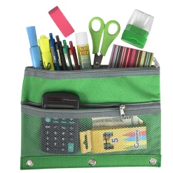 Trailmaker 3-Ring Binder Pencil Cases With Mesh Pockets, 7" x 9-13/16", Assorted Colors, Pack Of 100 Cases