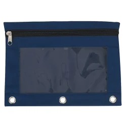 Trailmaker 3-Ring Pencil Cases, 7-1/4”H x 10”W x 1/2”D, Assorted Colors, Pack Of 100 Cases