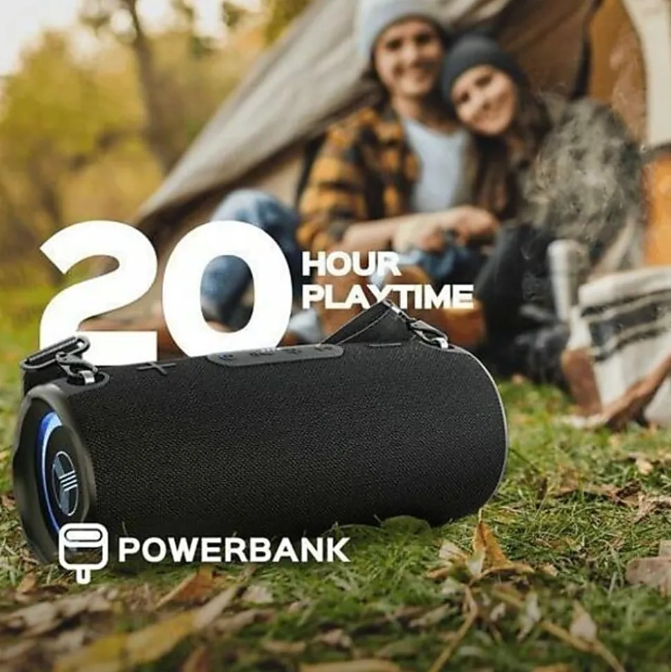 Treblab HD-Max Portable Bluetooth Speaker System - 50 W RMS - Black - 30 Hz to 16 kHz - TrueWireless Stereo - Battery Rechargeable