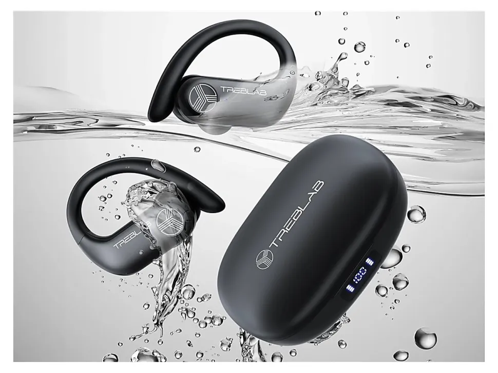 TREBLAB X3-Pro - Wireless Earbuds with Earhooks - 145H Playtime, IPX5 Waterproof Earphones - X3PROW