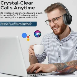 TREBLAB Z2|Over Ear Workout Headphones with Microphone|Bluetooth 5.0, ANC|Wireless Headphones  - Z2