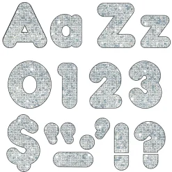 Trend Casual Combo Ready Letters, 4", Silver Sparkle, 182 Letters Per Pack, Set Of 3 Packs