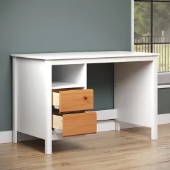 Trendfurn Eclipse 46"W Desk With Storage, White/Honey
