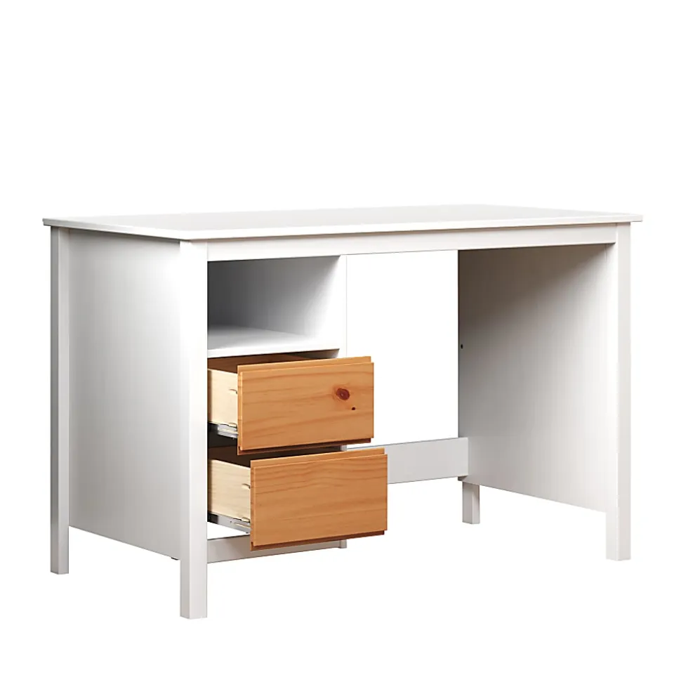 Trendfurn Eclipse 46"W Desk With Storage, White/Honey