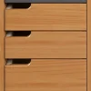 Trendfurn Mestre Roll Cart, 4 Drawers, 22” x 12-3/5”, Honey/Gray