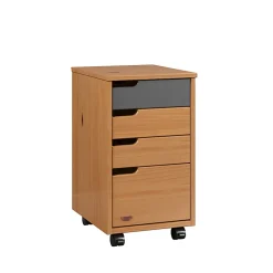 Trendfurn Mestre Roll Cart, 4 Drawers, 22” x 12-3/5”, Honey/Gray