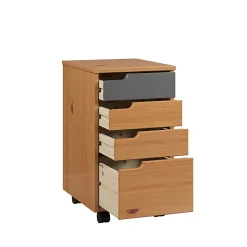 Trendfurn Mestre Roll Cart, 4 Drawers, 22” x 12-3/5”, Honey/Gray