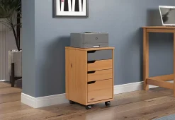 Trendfurn Mestre Roll Cart, 4 Drawers, 22” x 12-3/5”, Honey/Gray