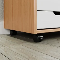 Trendfurn Omnia 1-Door Roll Cart, 6 Drawers, 25-3/4” x 31-1/3”, Honey/White