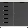 Trendfurn Omnia 1-Door Roll Cart, 6 Drawers, 25-3/4” x 31-1/3”, White/Gray