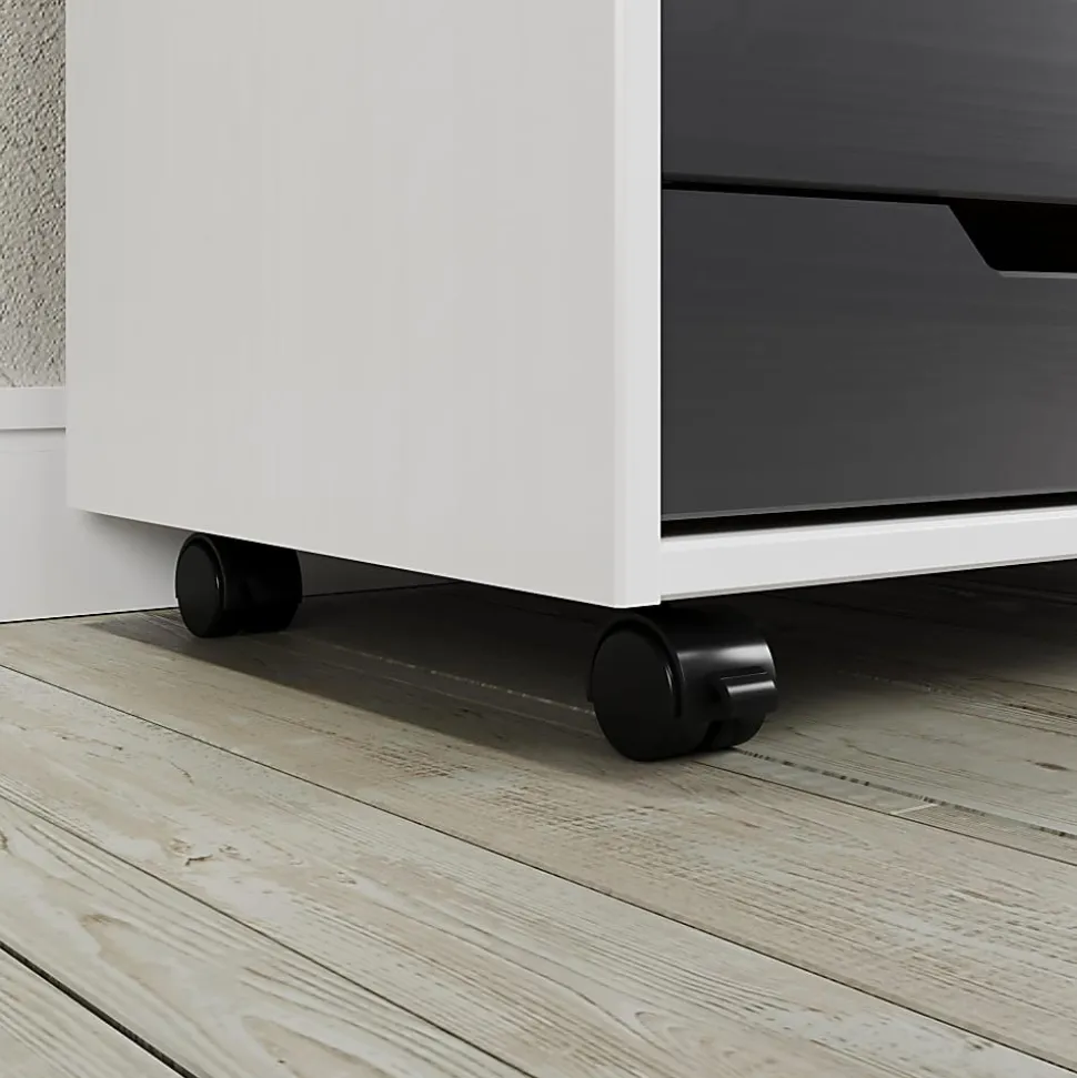 Trendfurn Omnia 1-Door Roll Cart, 6 Drawers, 25-3/4” x 31-1/3”, White/Gray