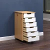 Trendfurn Omnia Narrow Roll Cart, 6 Drawers, 25-3/4” x 13-2/5”, Honey/White