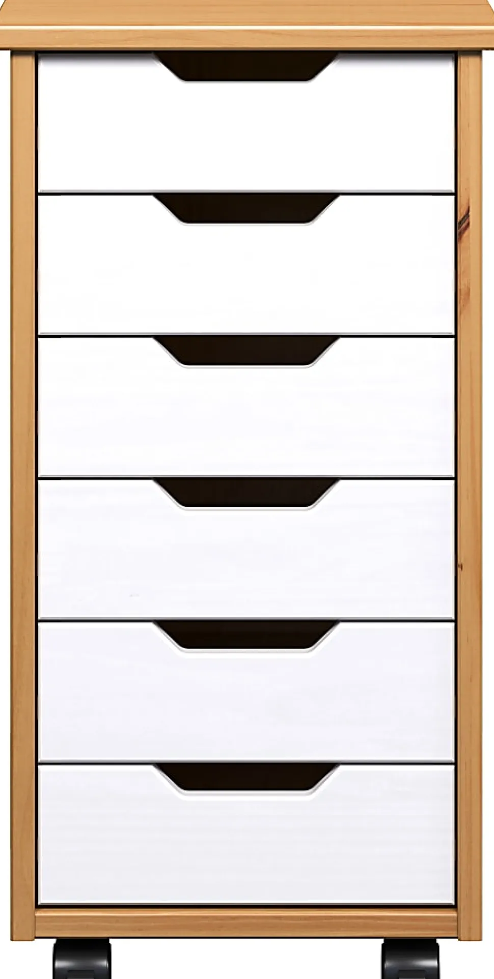 Trendfurn Omnia Narrow Roll Cart, 6 Drawers, 25-3/4” x 13-2/5”, Honey/White