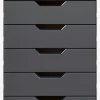 Trendfurn Omnia Wide Roll Cart, 6 Drawers, 25-3/4” x 16-1/8”, White/Gray