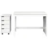 Trendfurn Pristine Office Set, Desk And 4-Drawer Mobile Cart, White, Set Of 2
