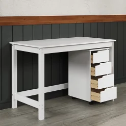 Trendfurn Pristine Office Set, Desk And 4-Drawer Mobile Cart, White, Set Of 2