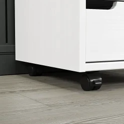 Trendfurn Pristine Office Set, Desk And 4-Drawer Mobile Cart, White, Set Of 2