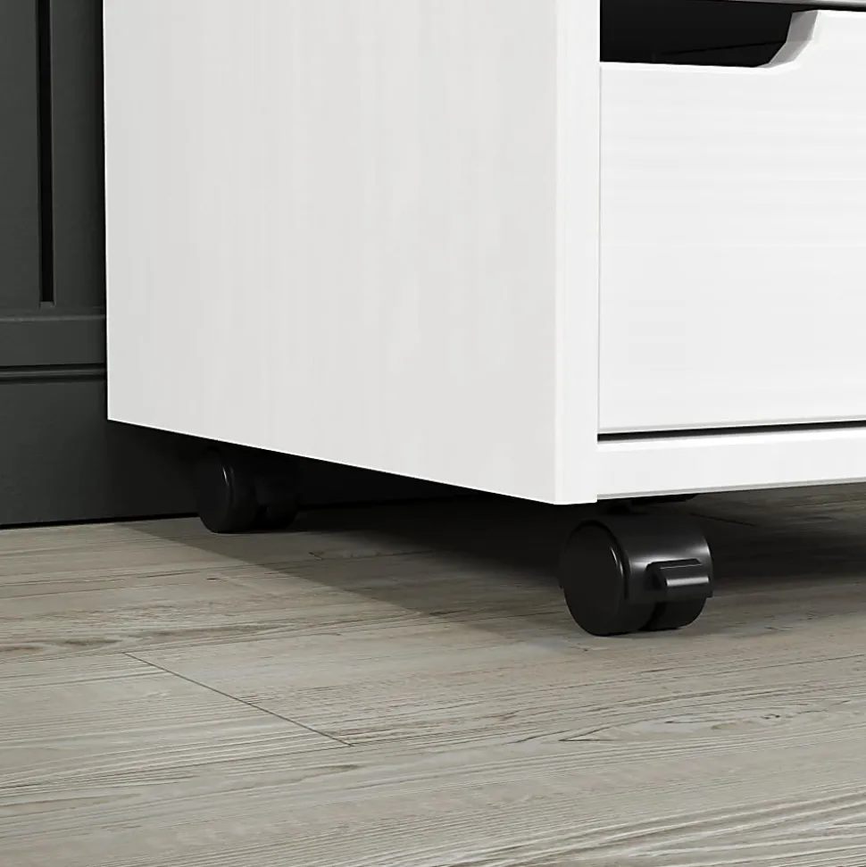 Trendfurn Pristine Office Set, Desk And 4-Drawer Mobile Cart, White, Set Of 2